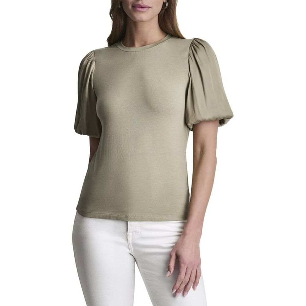 Dkny Womens Mix Media Knit Top, Green